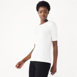 Nine West White Essential Elbow Sleeve Tee - Petite S